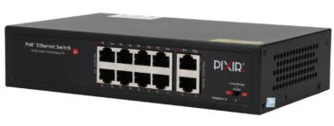 PIX-POE8AT-2FE-PS – 10-portowy switch PoE, 8x PoE af/at, 2x UPLINK