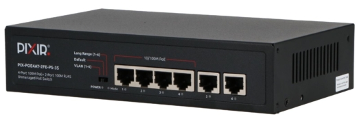 PIX-POE4AT-2FE-PS-3S – 6-portowy switch PoE, 4x PoE af/at, 2x UPLINK